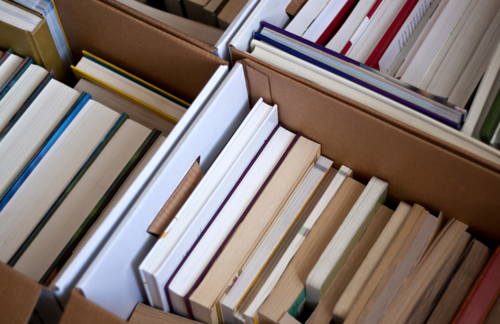 boxes of school books